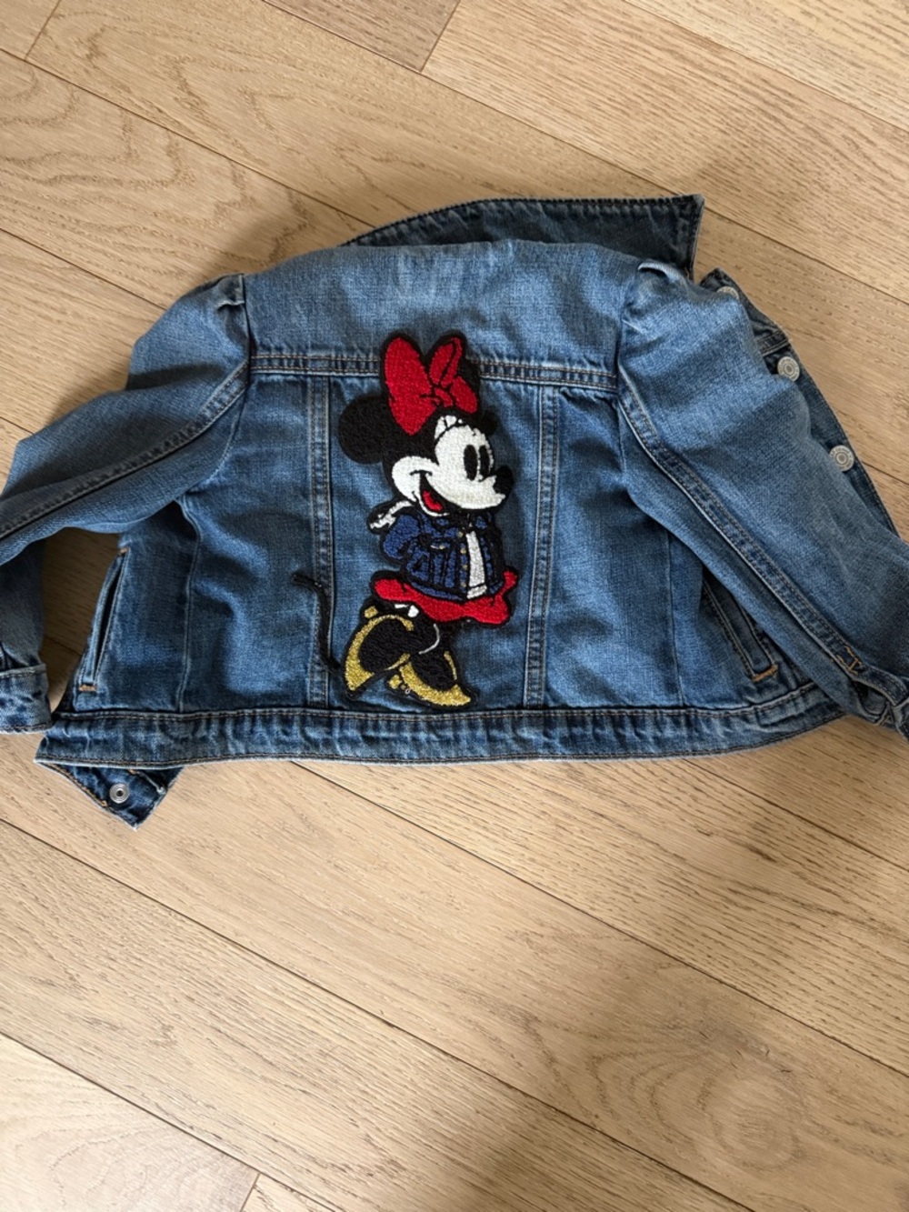 GAP Kids Denim Jacket with Minnie Mouse Patch - Blue, Red, Yellow